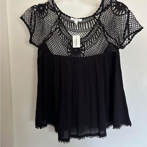 Aeropostale Black Crochet Blouse